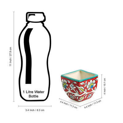 'Mughal Roots' Floral Handpainted Ceramic Planter Pots (Set of 2)