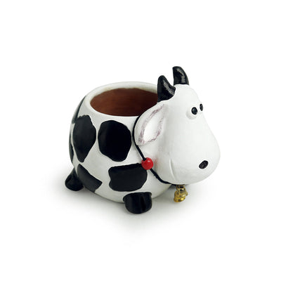 'Planting Moo' Handmade & Handpainted Terracotta Planter Pot (6 Inch)