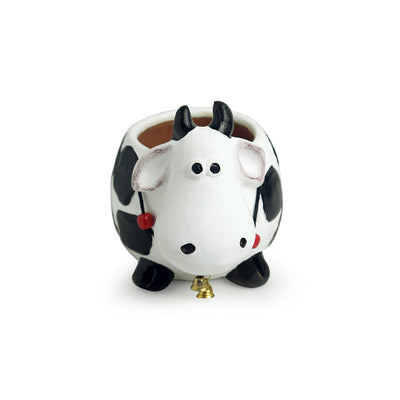 'Planting Moo' Handmade & Handpainted Terracotta Planter Pot (6 Inch)