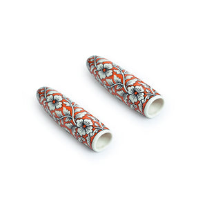 'Fiery Marigold' Handpainted Ceramic Wall Planter Pots (Set of 2)