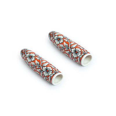 'Fiery Marigold' Handpainted Ceramic Wall Planter Pots (Set of 2)