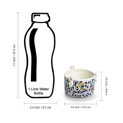 'Indigo Vines' Handpainted Ceramic Table Planter Pot