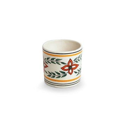 'Ethnic Lily' Handpainted Ceramic Table Planter Pot