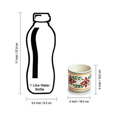 'Ethnic Lily' Handpainted Ceramic Table Planter Pot