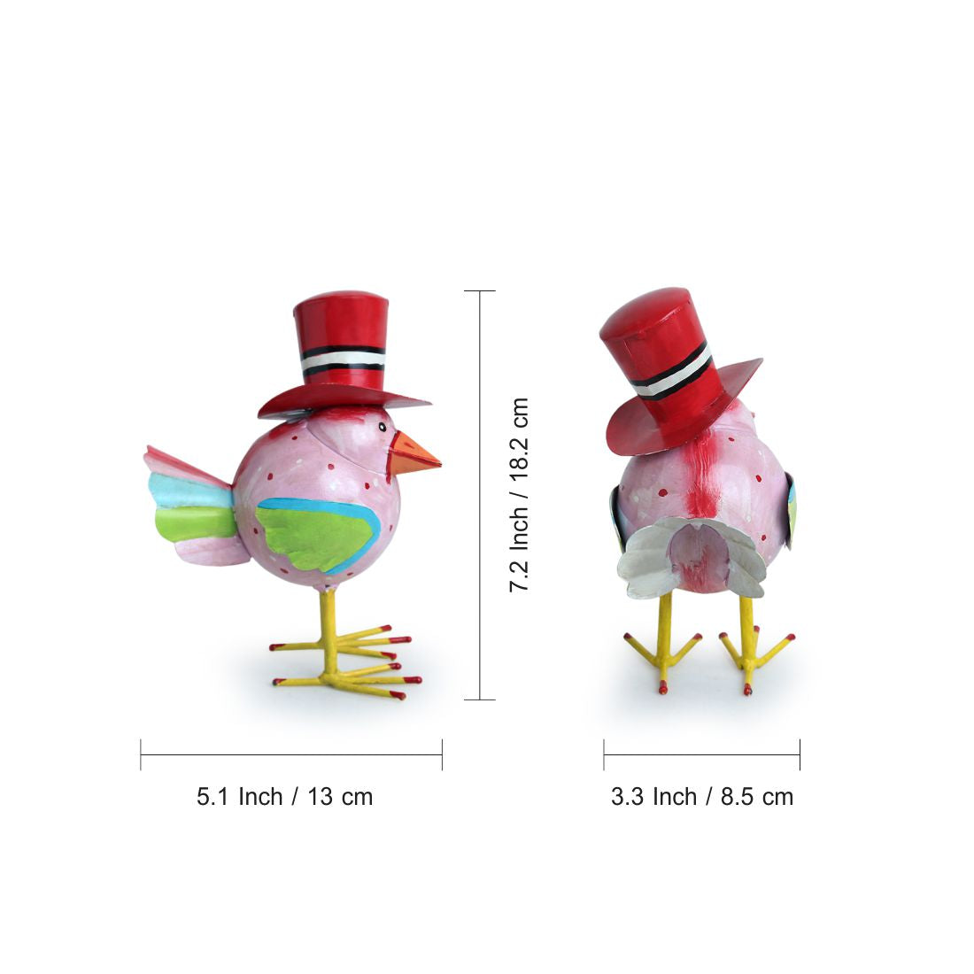 'Mr. and Mrs. Sparrow' Handpainted Garden Decorative Showpieces In Metal (Set of 2)