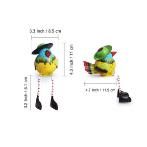 'Mr. and Mrs. Sparrow' Handpainted Garden Decorative Showpieces In Metal (Set of 2)