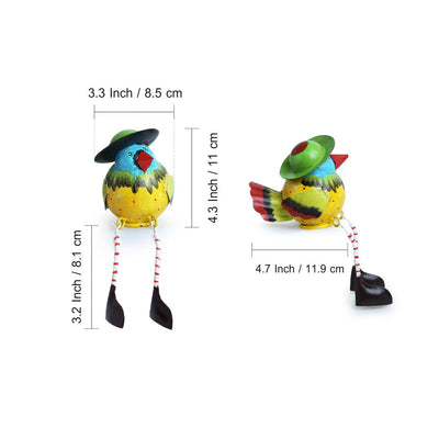 'Mr. and Mrs. Sparrow' Handpainted Garden Decorative Showpieces In Metal (Set of 2)