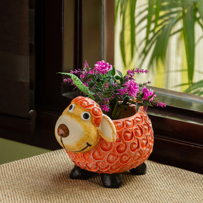 'Cheerful Sheep' Handmade & Handpainted Terracotta Planter Pot (8 Inch)