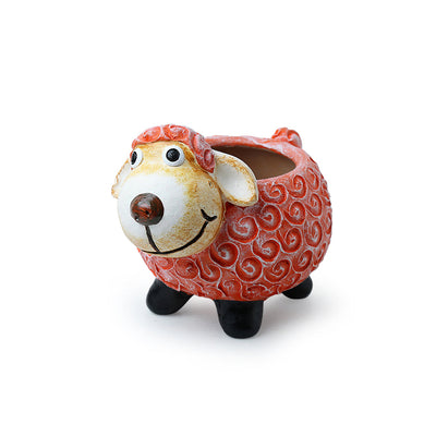 'Cheerful Sheep' Handmade & Handpainted Terracotta Planter Pot (8 Inch)