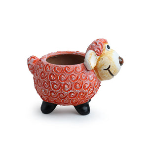 'Cheerful Sheep' Handmade & Handpainted Terracotta Planter Pot (8 Inch)