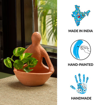 'Spirit of Earth' Handmade & Handpainted Terracotta Planter Pot (6 Inch)