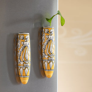 'Mughal Tales' Magnetic Fridge Planters In Ceramic (Set of 2)