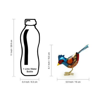 'Bird Buddies' Handpainted Garden Decorative Showpieces In Metal (Set of 2, 6 Inch)