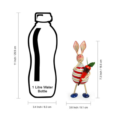'The Rabbit Trio' Handpainted Garden Decorative Showpieces In Iron (Set of 3, 7 Inch)