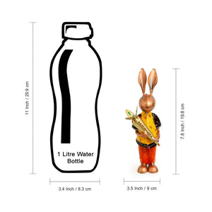 'Rabbit Rumbles' Handpainted Garden Decorative Showpieces In Iron (Set of 3, 8 Inch)