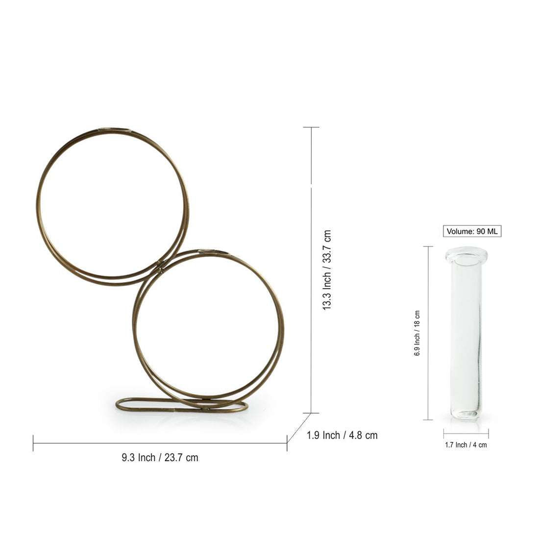 'Modern Glass Garden' Test Tube Table Planter/Vases (13 Inch, Golden)