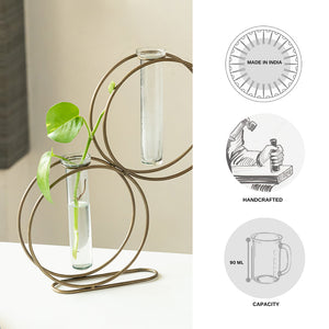 'Modern Glass Garden' Test Tube Table Planter/Vases (13 Inch, Golden)