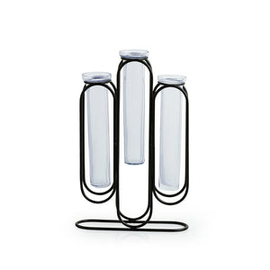 'Modern Glass Garden' Test Tube Table Planter/Vases (10 Inch, Black)