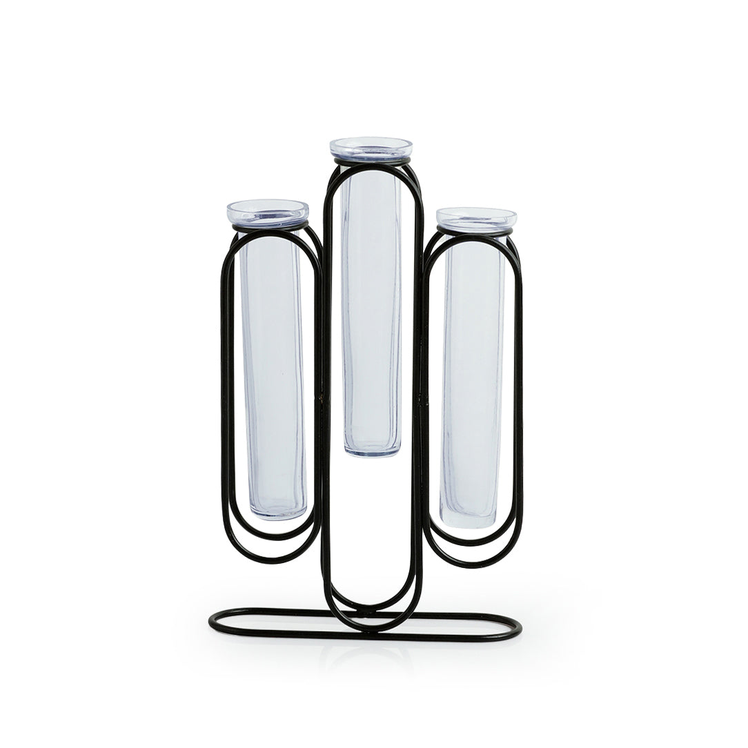 'Modern Glass Garden' Test Tube Table Planter/Vases (10 Inch, Black)