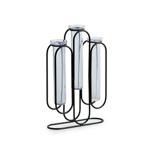 'Modern Glass Garden' Test Tube Table Planter/Vases (10 Inch, Black)