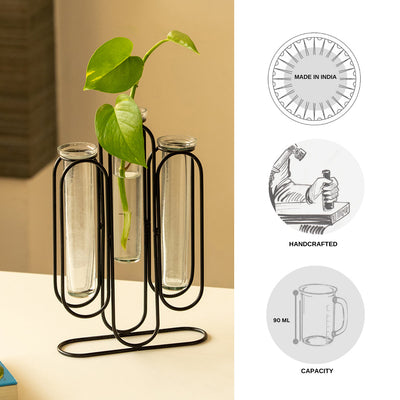 'Modern Glass Garden' Test Tube Table Planter/Vases (10 Inch, Black)