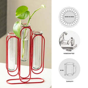 'Modern Glass Garden' Test Tube Table Planter/Vases (10 Inch, Red)