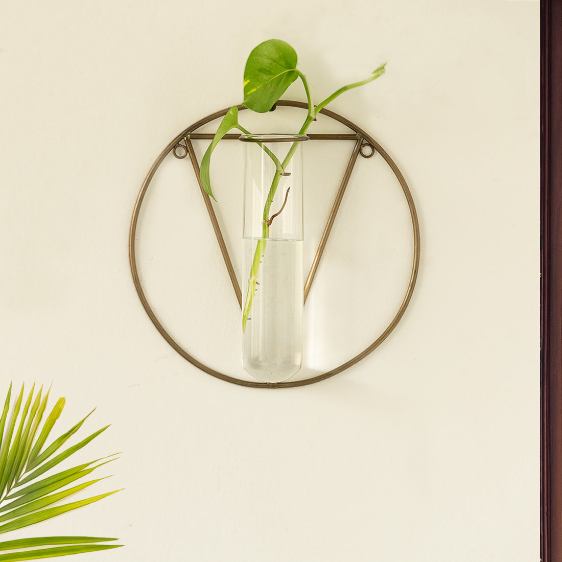 'Modern Glass Garden' Test Tube Wall Planter/Vase (9 Inch, Golden)