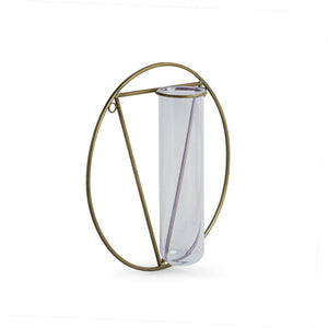 'Modern Glass Garden' Test Tube Wall Planter/Vase (9 Inch, Golden)