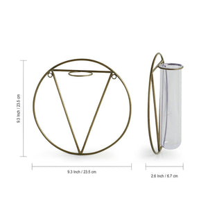 'Modern Glass Garden' Test Tube Wall Planter/Vase (9 Inch, Golden)