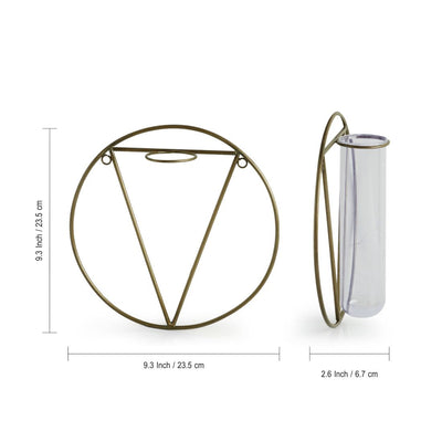 'Modern Glass Garden' Test Tube Wall Planter/Vase (9 Inch, Golden)