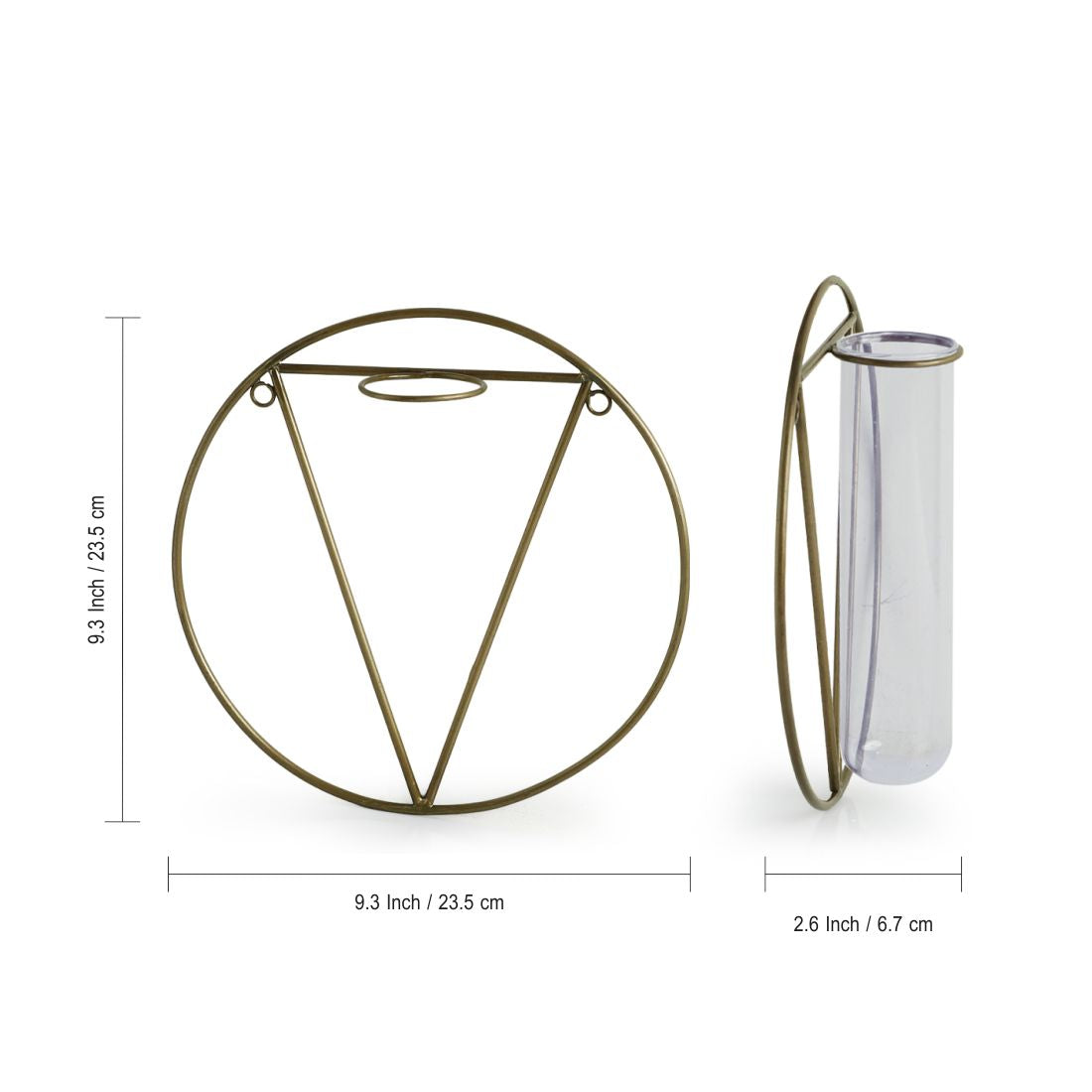 'Modern Glass Garden' Test Tube Wall Planter/Vase (9 Inch, Golden)