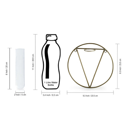 'Modern Glass Garden' Test Tube Wall Planter/Vase (9 Inch, Golden)