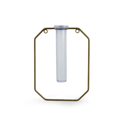 'Glass Garden' Test Tube Wall Planter/Vase (9 Inch, Golden)