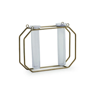 'Modern Glass Garden' Test Tube Wall Planter/Vases (7 Inch, Golden)