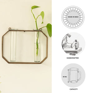 'Modern Glass Garden' Test Tube Wall Planter/Vases (7 Inch, Golden)