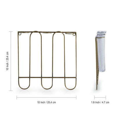 'Modern Glass Garden' Test Tube Wall Planter/Vases (10 Inch, Golden)