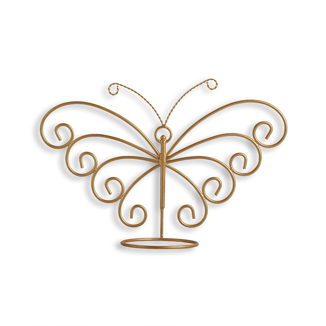 'Svarn Titli' Wall Planter Pot In Galvanized Iron (10 Inch, Brass Finish)