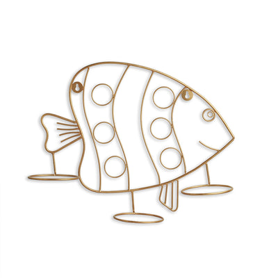 'Fish' Wall Planter Pots In Galvanized Iron (14 Inch, Brass Finish)