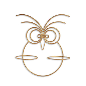 'Owl' Wall Planter Pots In Galvanized Iron (12 Inch, Brass Finish)