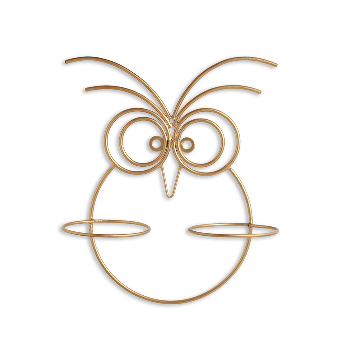 'Owl' Wall Planter Pots In Galvanized Iron (12 Inch, Brass Finish)