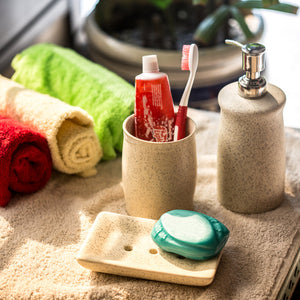Elegant Ceramic Bathroom Accessory Set Of 3 In Off White