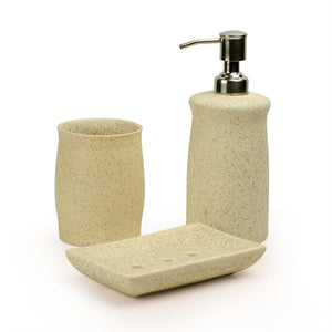 Elegant Ceramic Bathroom Accessory Set Of 3 In Off White