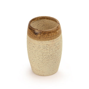 Elegant Ceramic Bathroom Accessory Set Of 3 In Brown & Off White