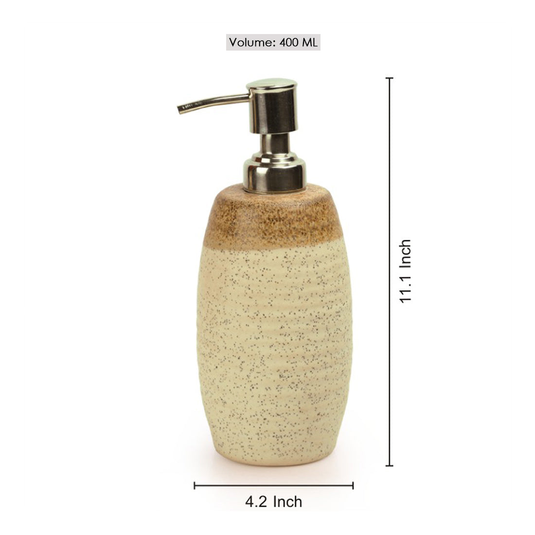 Elegant Ceramic Bathroom Accessory Set Of 3 In Brown & Off White
