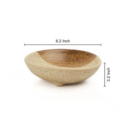 Elegant Ceramic Bathroom Accessory Set Of 3 In Brown & Off White