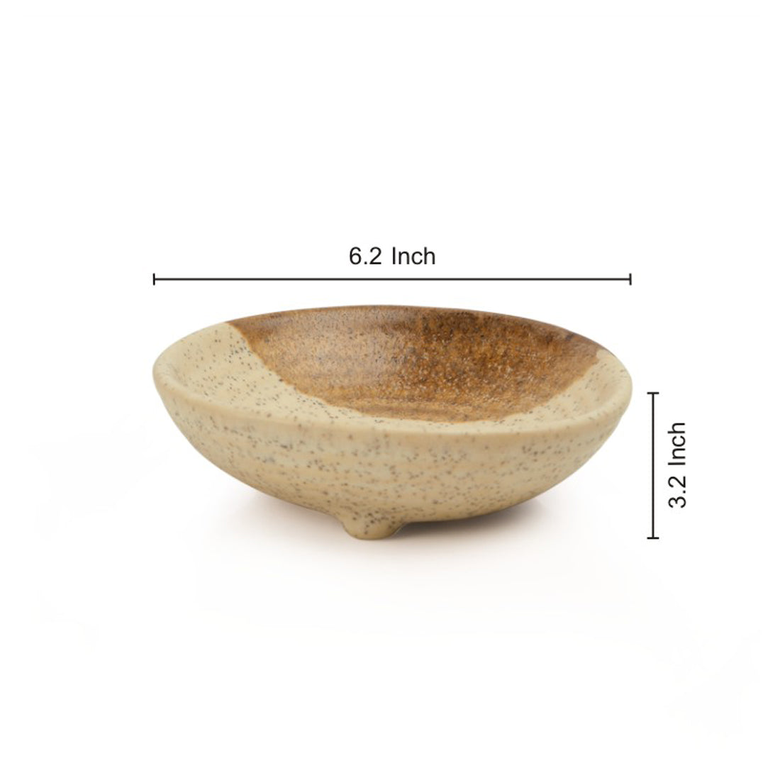 Elegant Ceramic Bathroom Accessory Set Of 3 In Brown & Off White