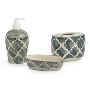 'Moroccan Essentials' Handpainted Ceramic Bathroom Accessory (Set Of 3)