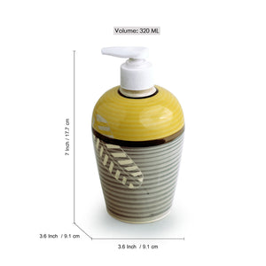 'Imprinted Leaves' Handpainted Ceramic Bathroom Accessory (Set Of 3)