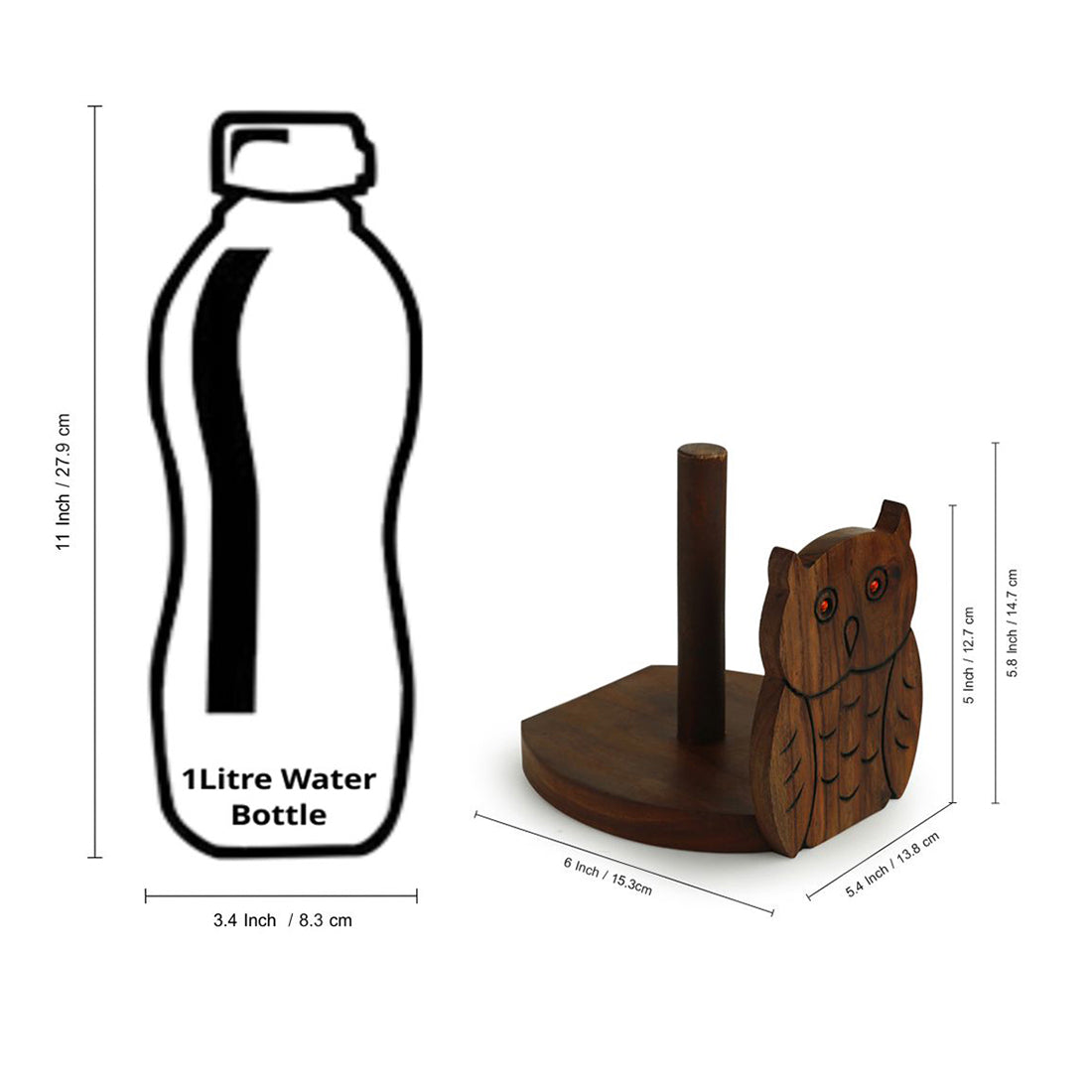 'Owl On A Roll' Hand Carved Sheesham Wood Tissue Roll Holder