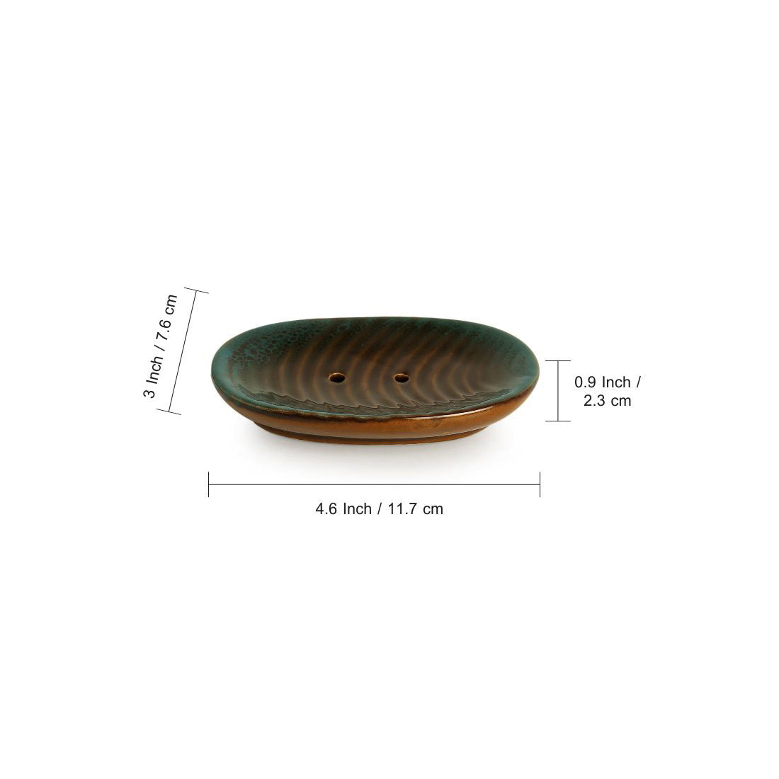 The 'Amber & Teal' Studio Pottery Ceramic Bathroom Accessory (Set Of 3)